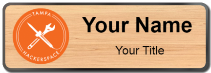 Custom name badges for Tampa Hackerspace
