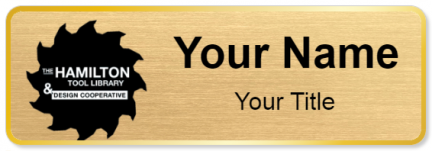 Custom name badges for The Hamilton Tool Library