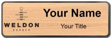 Custom name badges for Weldon Barber