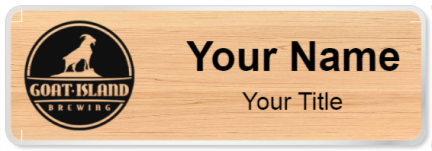 Custom name badges for Goat Island Brewing
