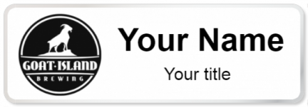 Custom name badges for Goat Island Brewing