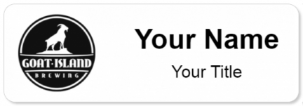 Custom name badges for Goat Island Brewing