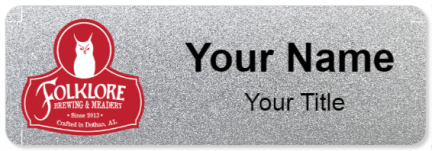 Custom name badges for Folklore Brewing and Meadery