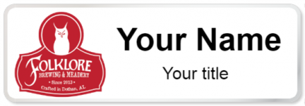 Custom name badges for Folklore Brewing and Meadery