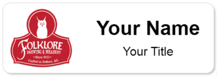 Custom name badges for Folklore Brewing and Meadery