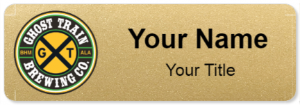 Custom name badges for Ghost Train Brewing