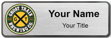 Custom name badges for Ghost Train Brewing