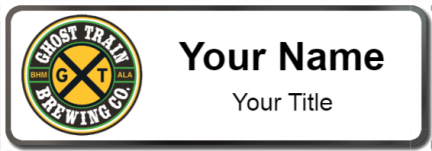 Custom name badges for Ghost Train Brewing