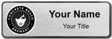 Custom name badges for Concrete Beach Brewery