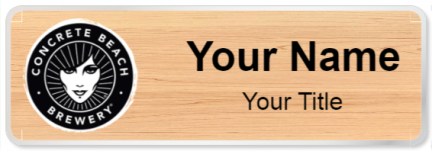 Custom name badges for Concrete Beach Brewery