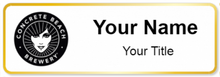 Custom name badges for Concrete Beach Brewery