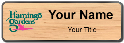 Custom name badges for Flamingo Gardens