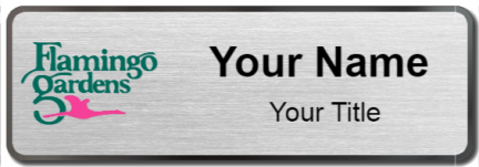 Custom name badges for Flamingo Gardens