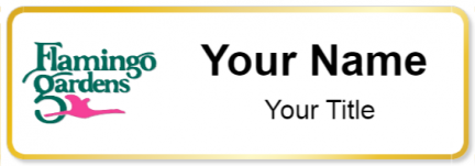 Custom name badges for Flamingo Gardens