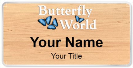 Custom name badges for Butterfly World