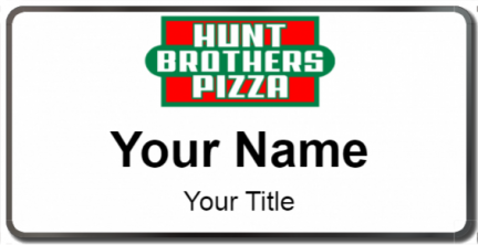 Custom name badges for Hunt Brothers Pizza