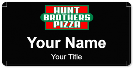 Custom name badges for Hunt Brothers Pizza