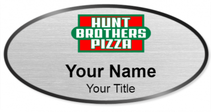 Custom name badges for Hunt Brothers Pizza