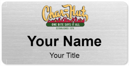 Custom name badges for Char Hut