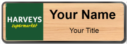 Custom name badges for Harveys Supermarket