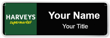 Custom name badges for Harveys Supermarket