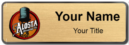 Custom name badges for Alosta Brewing Co