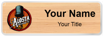 Custom name badges for Alosta Brewing Co