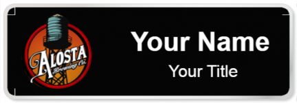 Custom name badges for Alosta Brewing Co