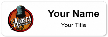 Custom name badges for Alosta Brewing Co