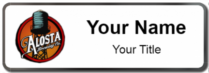 Custom name badges for Alosta Brewing Co