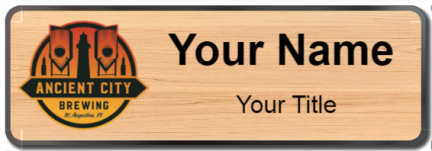 Custom name badges for Ancient City Brewing