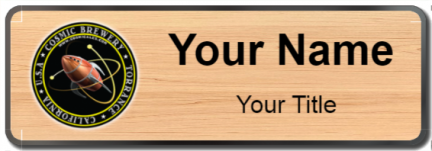 Custom name badges for Cosmic Brewery