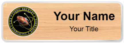 Custom name badges for Cosmic Brewery