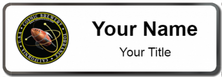 Custom name badges for Cosmic Brewery