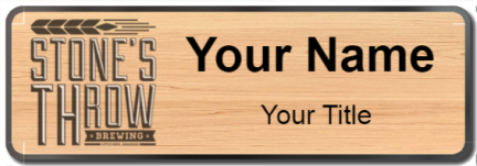 Custom name badges for Stones Throw Brewing