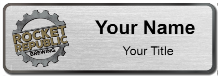 Custom name badges for Rocket Republic Brewing