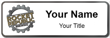 Custom name badges for Rocket Republic Brewing