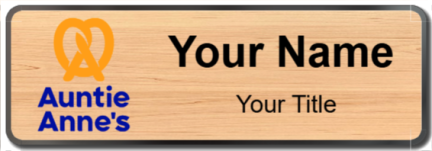 Custom name badges for Auntie Annes