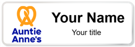 Custom name badges for Auntie Annes