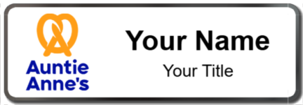 Custom name badges for Auntie Annes