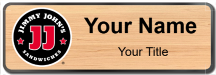 Custom name badges for Jimmy Johns