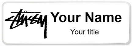 Custom name badges for Stussy