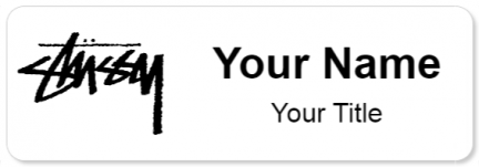 Custom name badges for Stussy