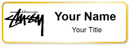 Custom name badges for Stussy