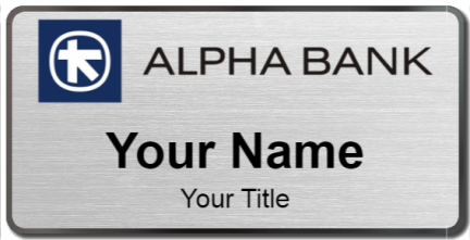 Custom name badges for Alpha Bank