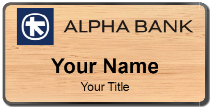 Custom name badges for Alpha Bank