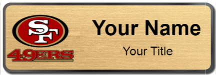 Custom name badges for San Francisco 49ers