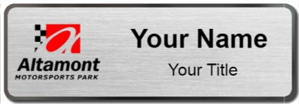 Custom name badges for Altamont Motorsports Park