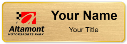 Custom name badges for Altamont Motorsports Park