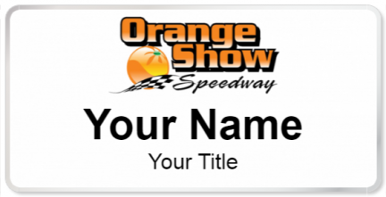 Custom name badges for Orange Show Speedway